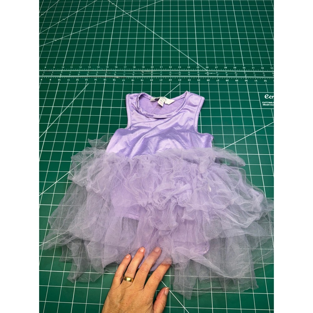 Iloveplum Girls Purple Tutu Leotard Sleeveless Tulle Dance Dress Size 6Y